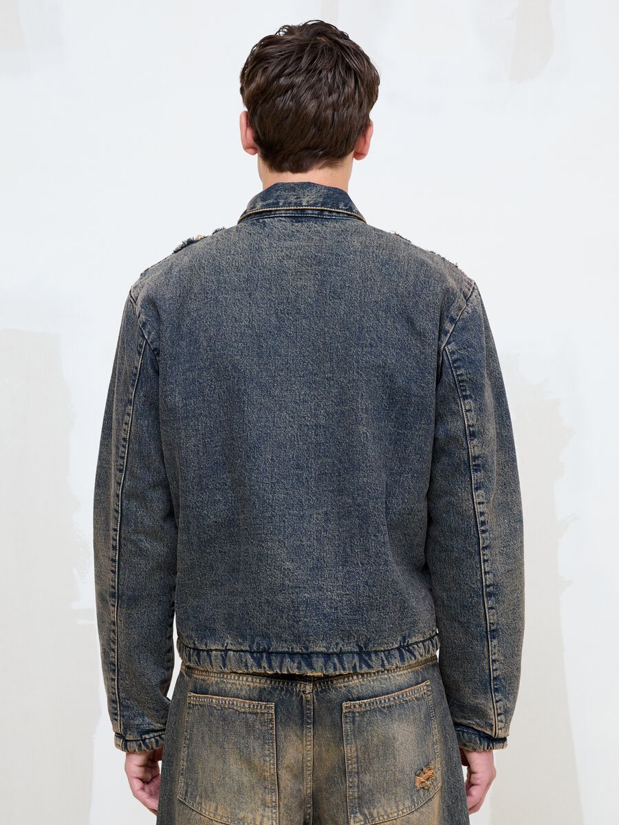 Vintage Dark Blue Padded Denim Jacket_4