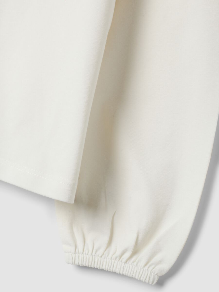White stretch cotton crew-neck T-shirt with embroidered collar_3