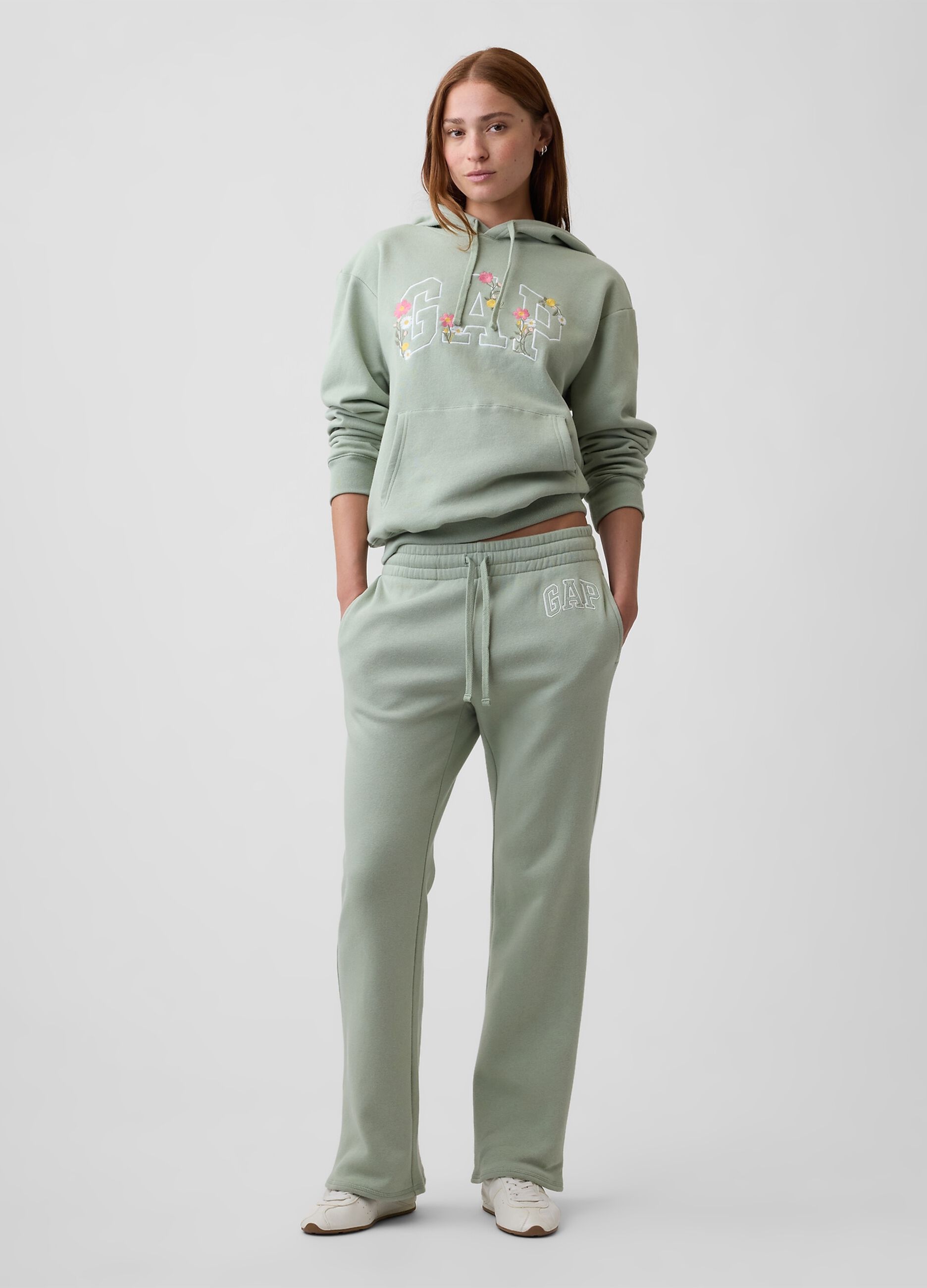 Green cotton-blend hoodie with embroidered GAP logo