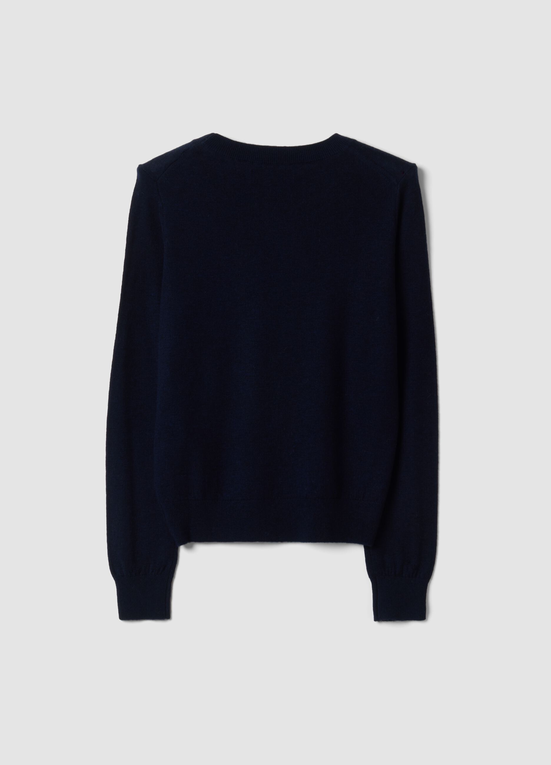 Maglia blu in pura lana a girocollo