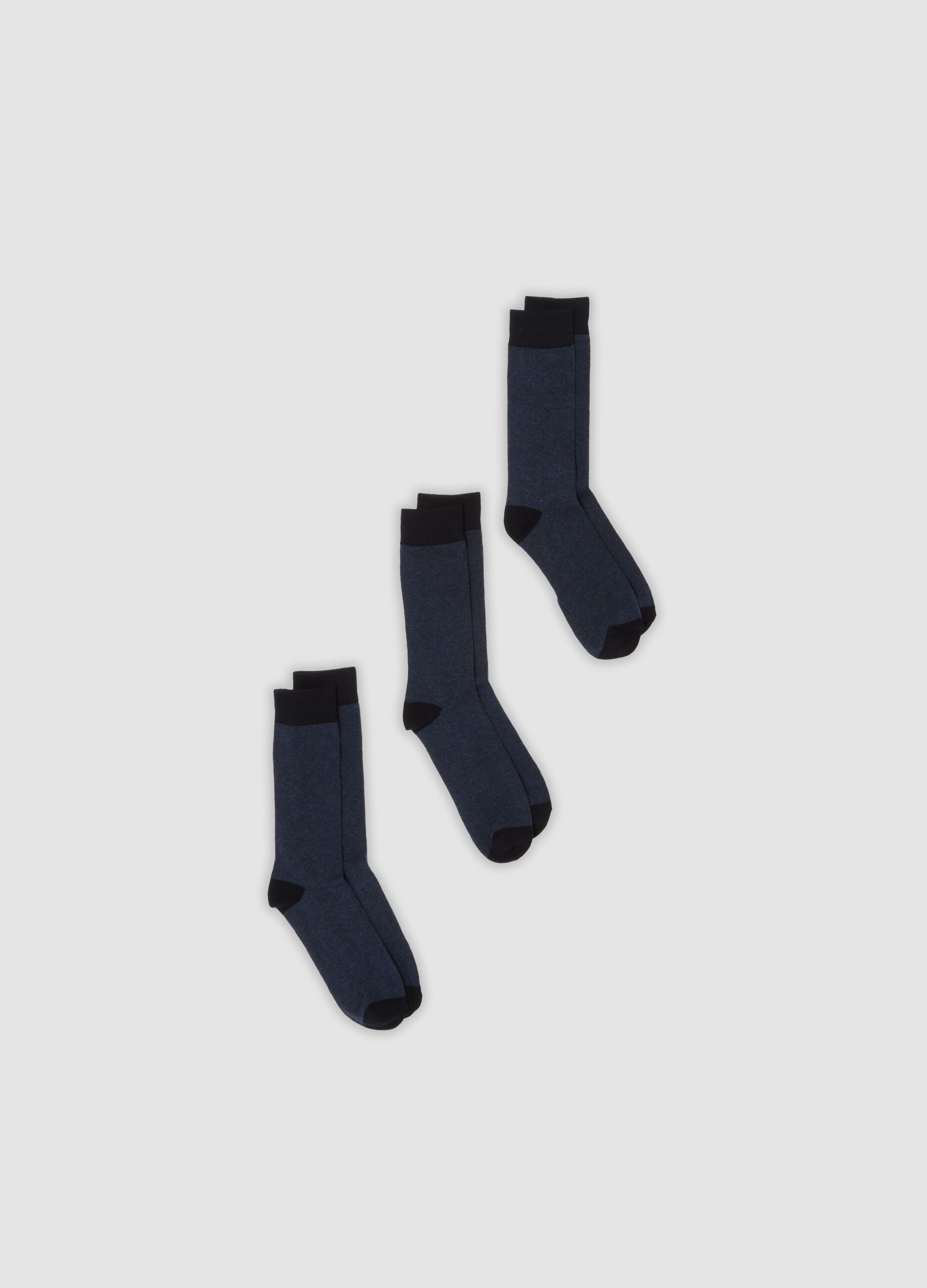 3-pack of blue mid-calf socks in stretch organic cotton
