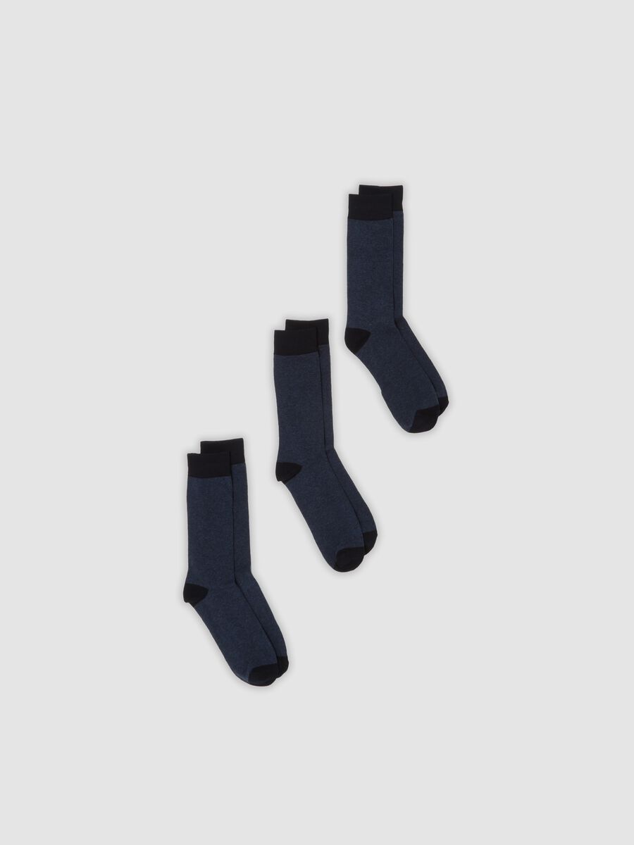 3-pack of blue mid-calf socks in stretch organic cotton_0