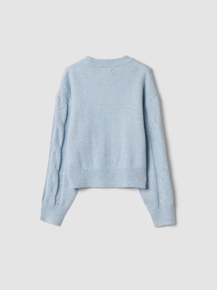 Blue stretch crew-neck top with a regular fit_1