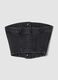 Top bandeau nero crop in cotone elasticizzato denim_2