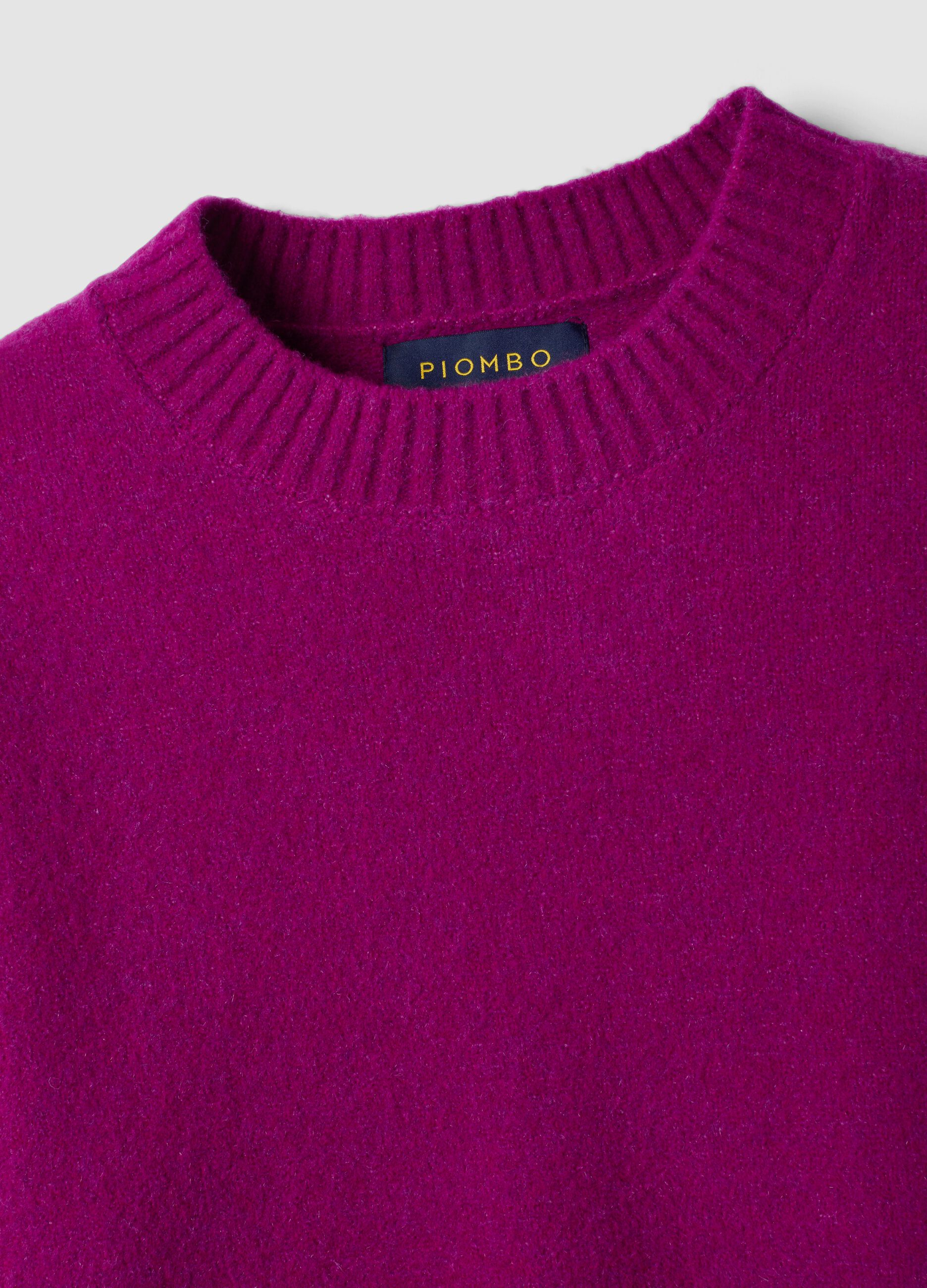 Pink stretch wool crew-neck jumper