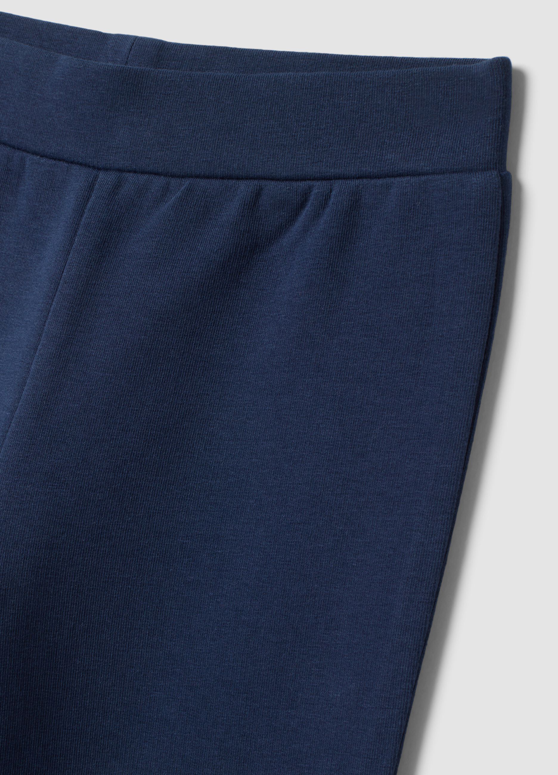 Blue flared leggings in stretch cotton
