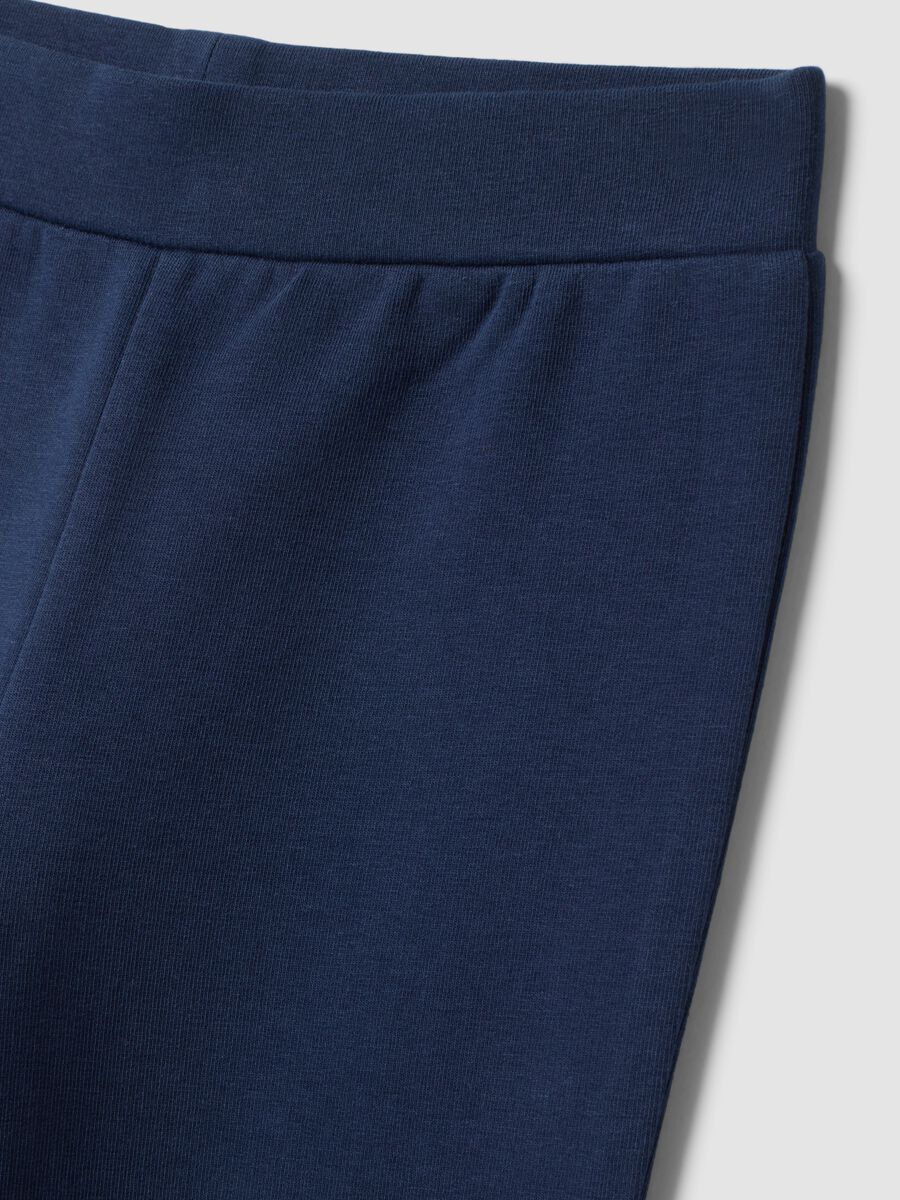 Blue flared leggings in stretch cotton_3