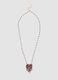 Pink necklace with embroidered heart pendant_0