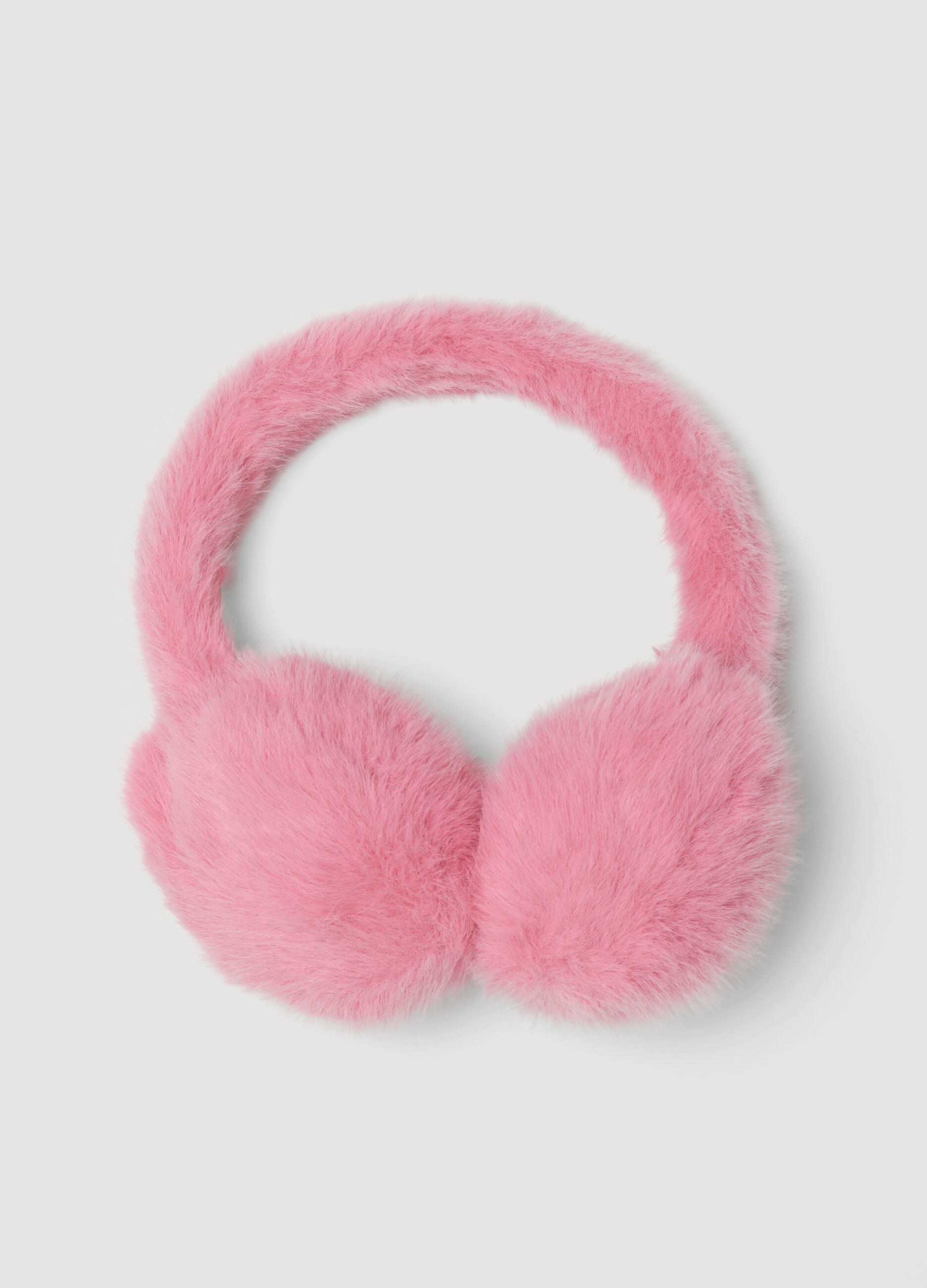 Pink teddy-effect earmuffs