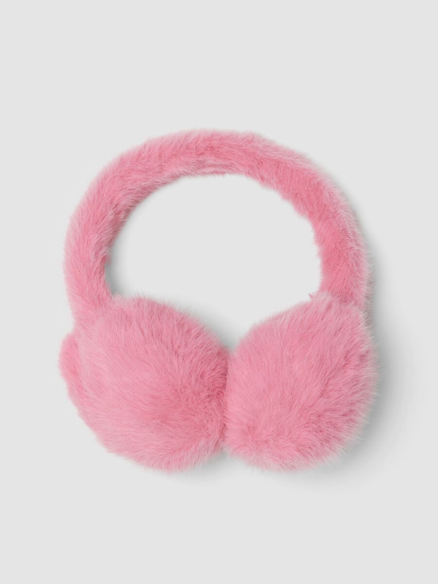 Pink teddy-effect earmuffs_0