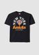 Black pure cotton T-shirt with New York Knicks print for boys_3
