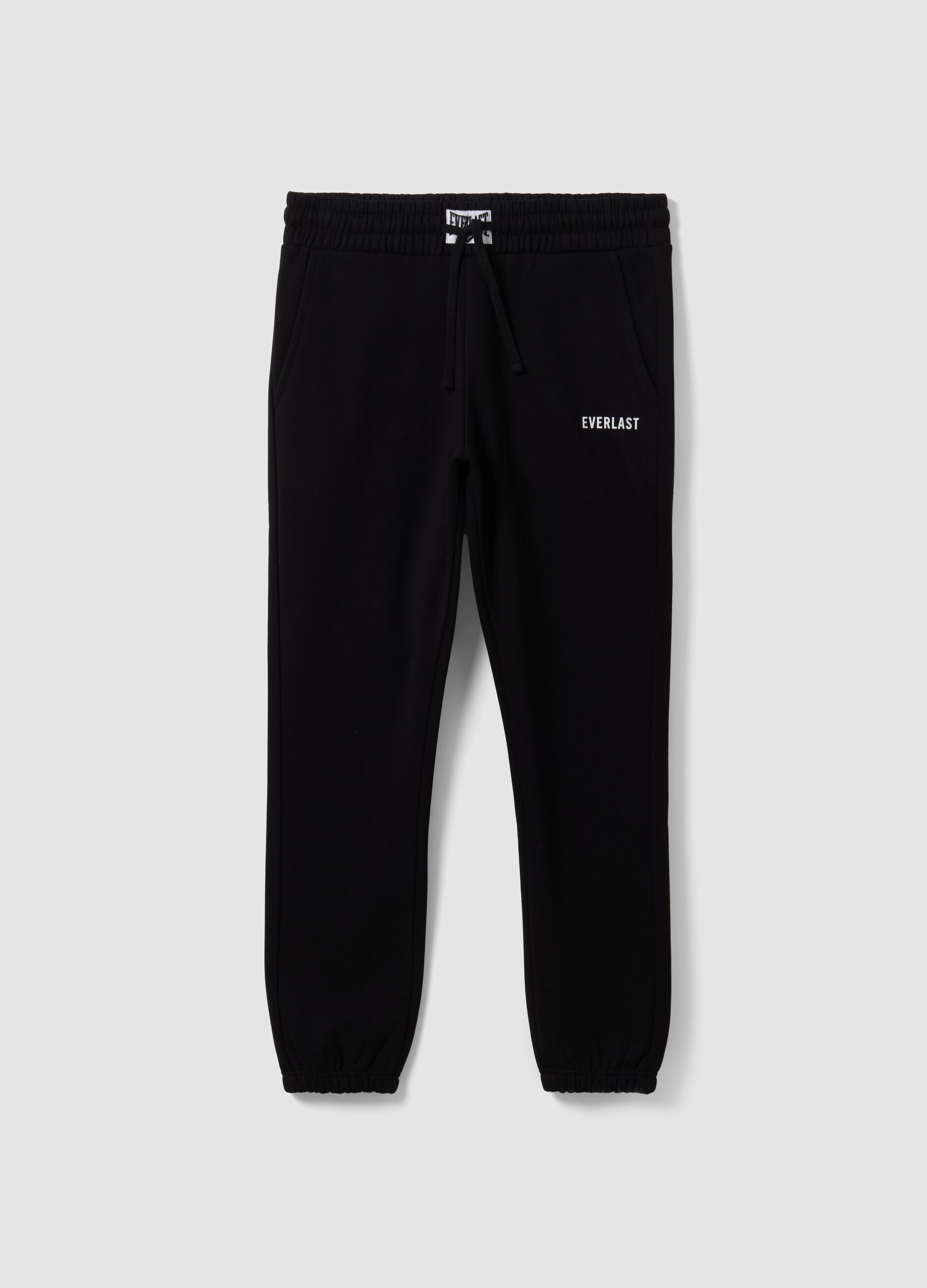 Black cotton-blend joggers with logo