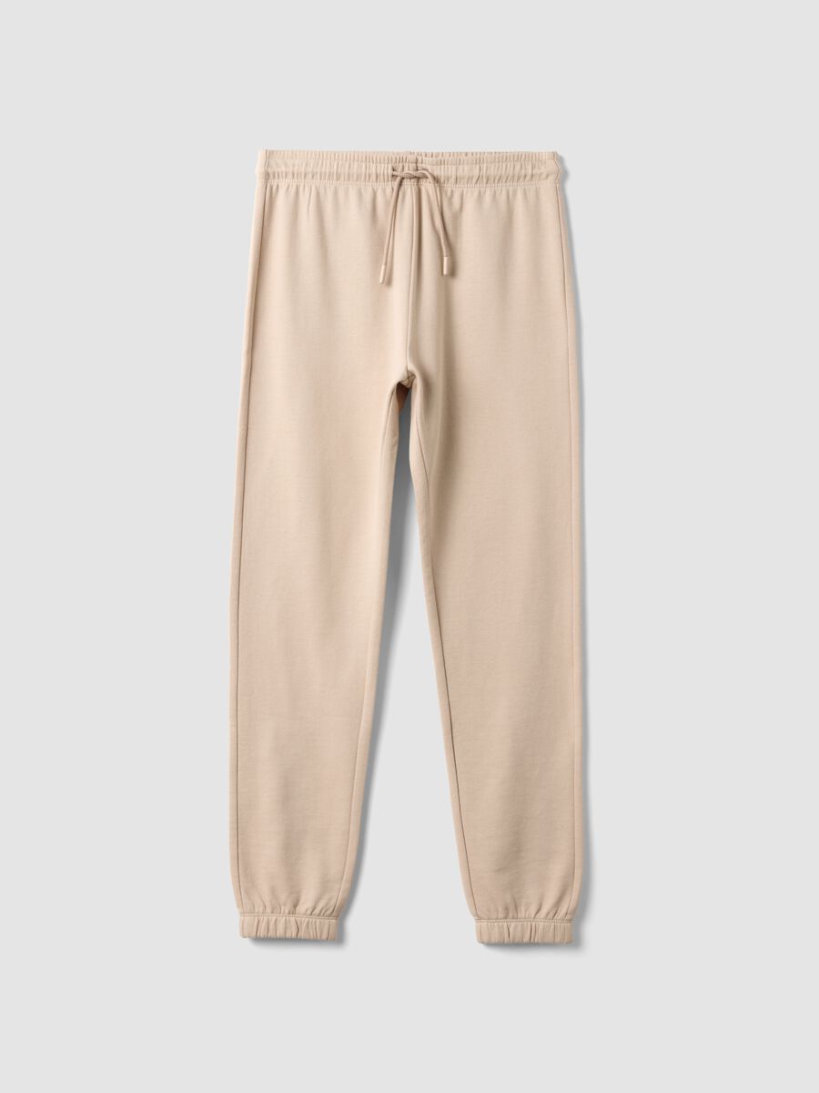 Beige organic cotton joggers, regular fit, for boys_3
