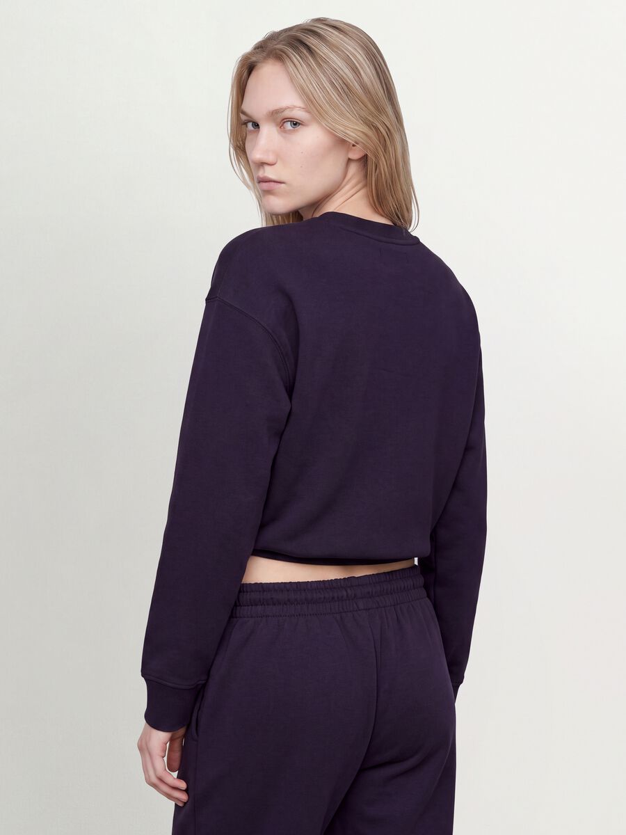 Purple cotton-blend crew-neck sweatshirt, regular fit_1
