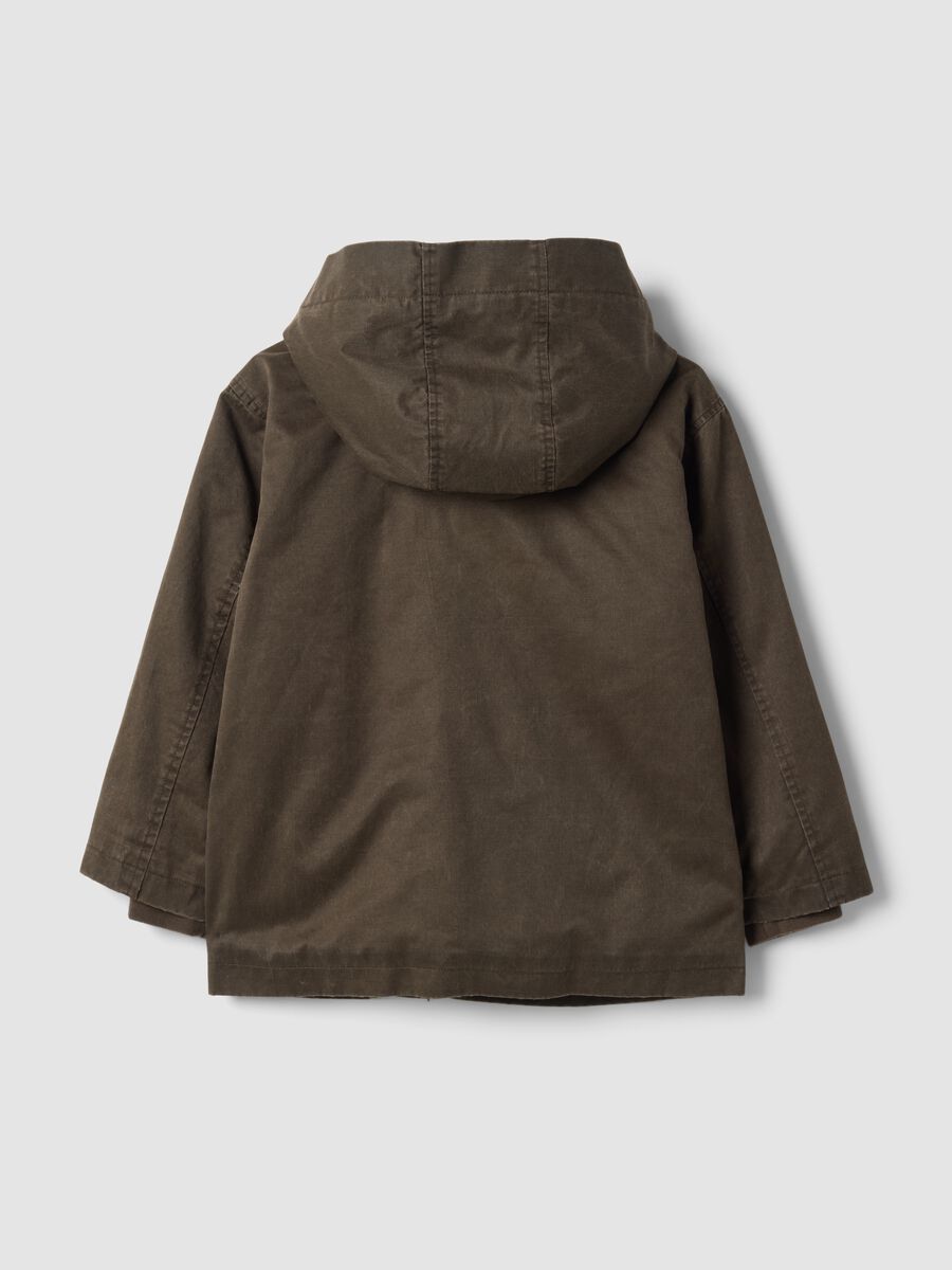 Green water-repellent padded cotton-blend jacket with hood_5