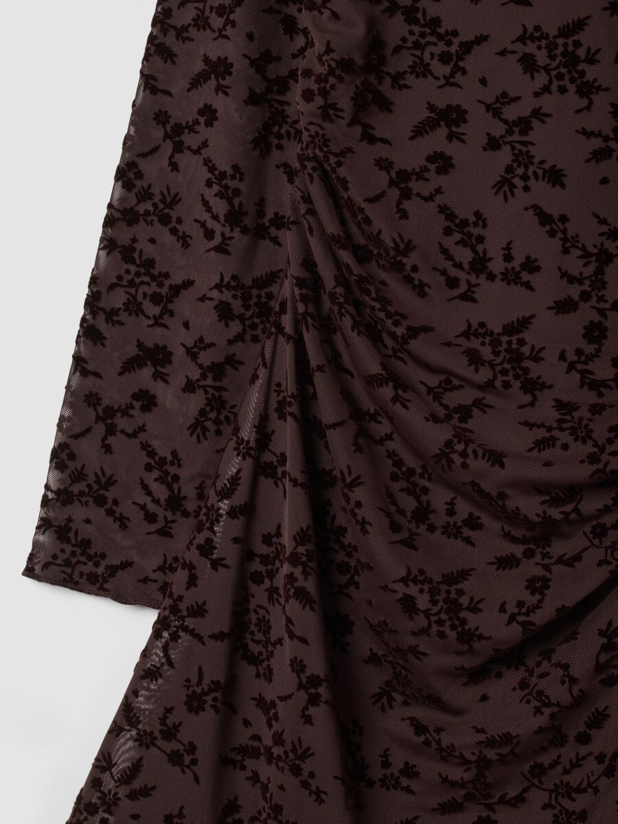 Brown stretch dress with high neck_1