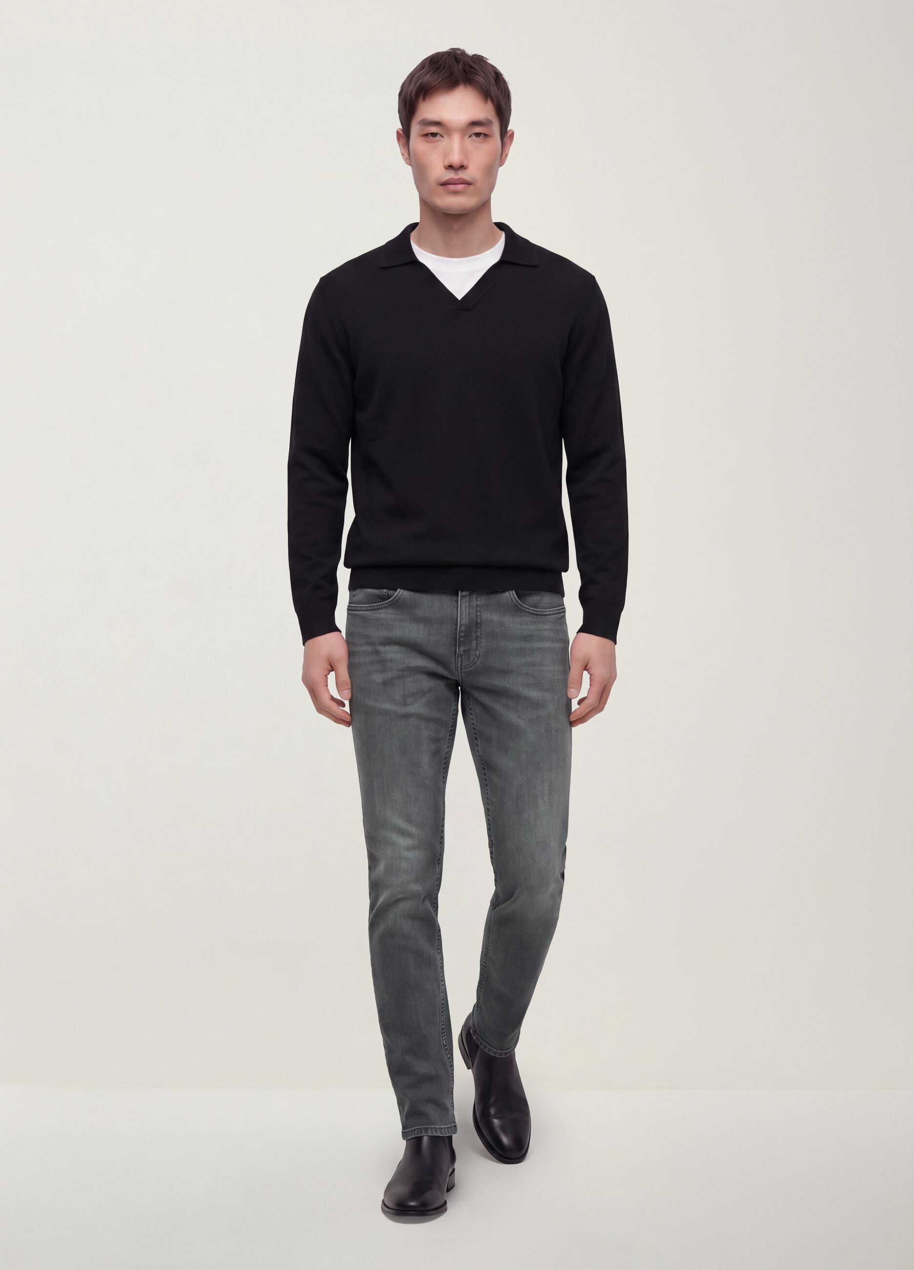 Men&rsquo;s grey denim slim-fit stretch cotton jeans