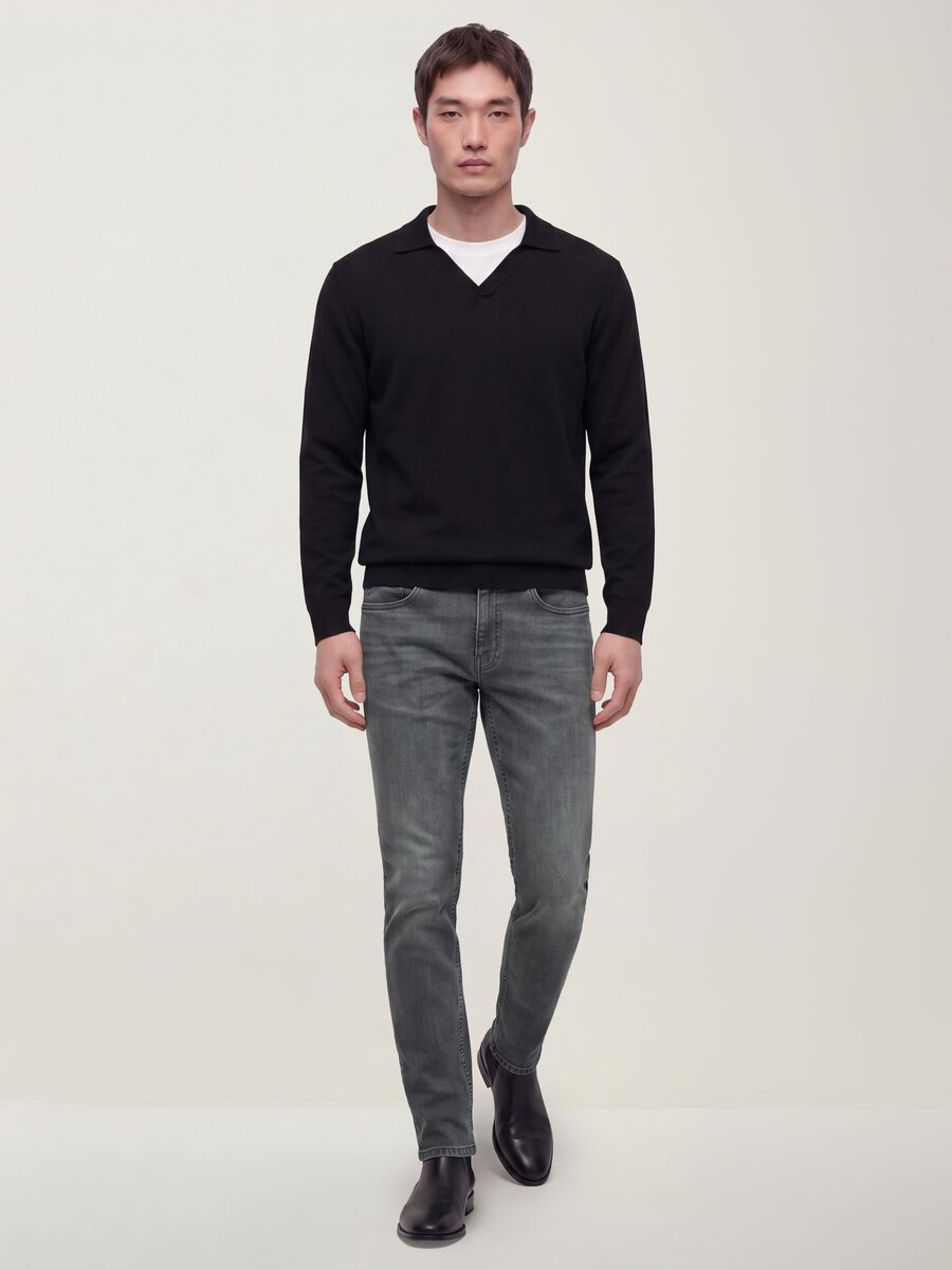 Men&rsquo;s grey denim slim-fit stretch cotton jeans_0