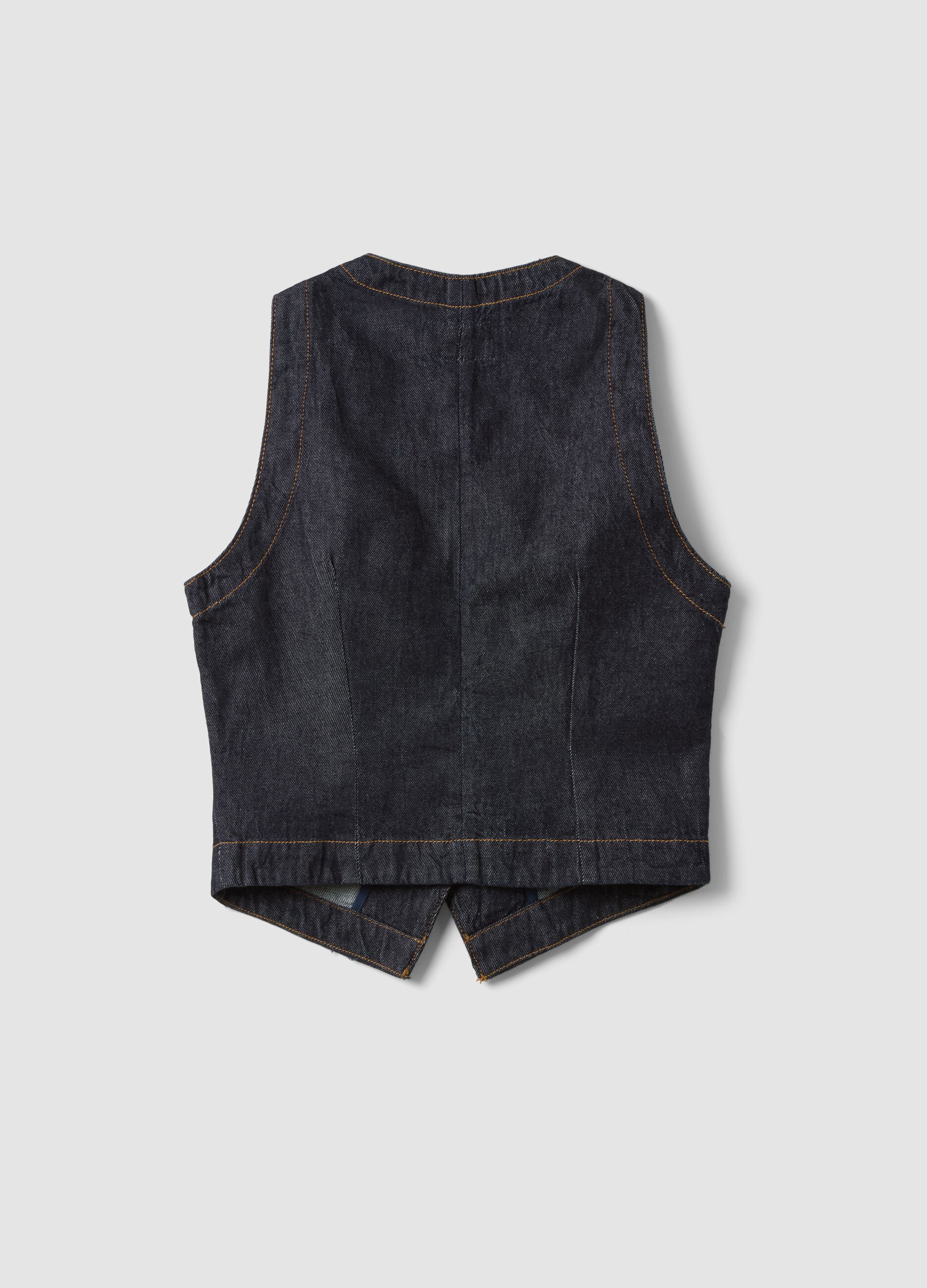 Blue denim waistcoat in pure cotton, regular fit
