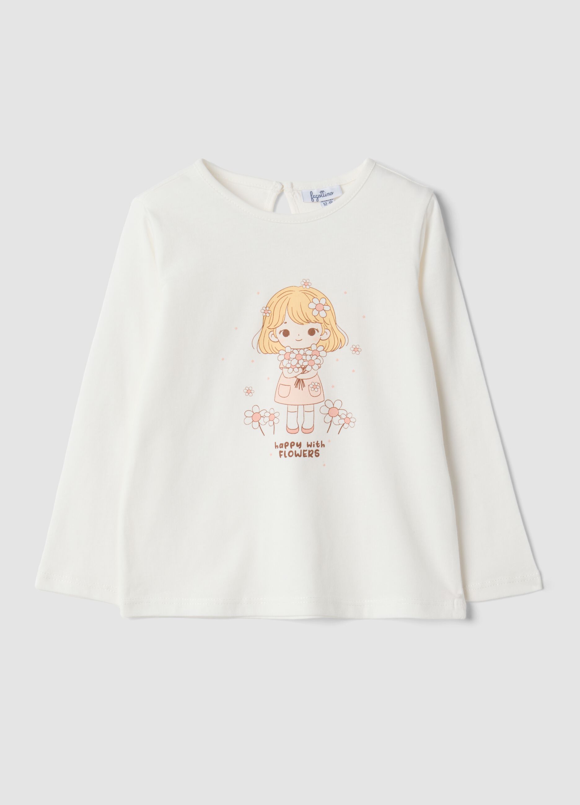 Maglietta bianca in puro cotone organico con stampa