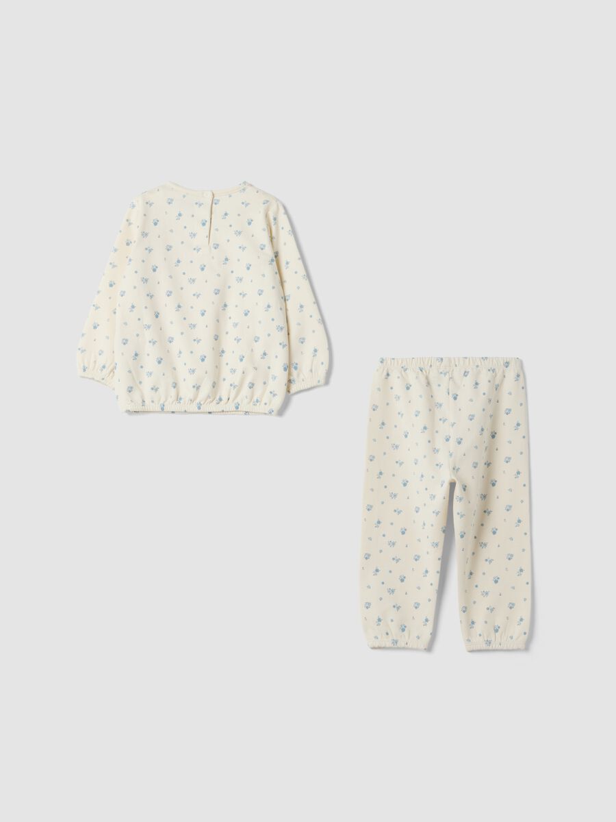 White organic cotton baby pyjamas with all-over print_1