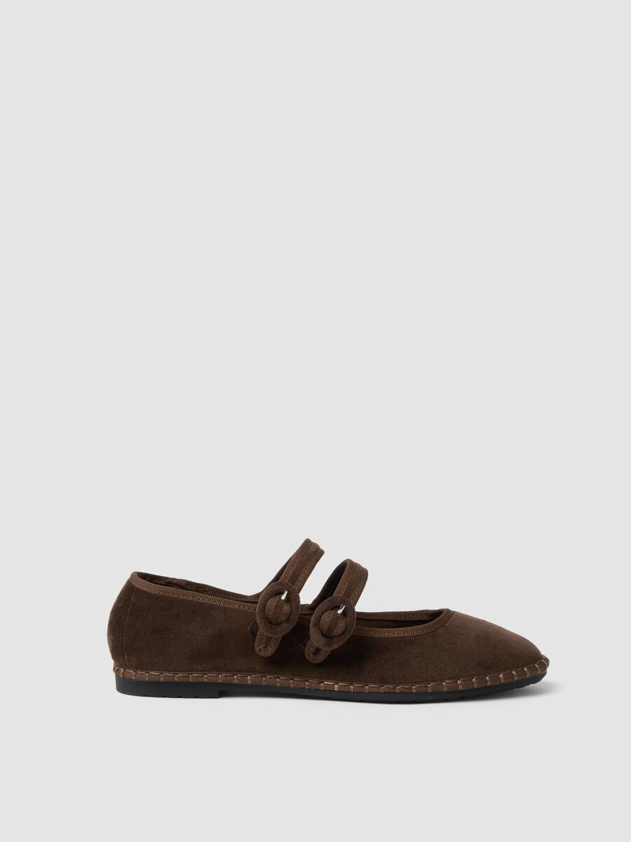 Brown ballet flats with double strap_0