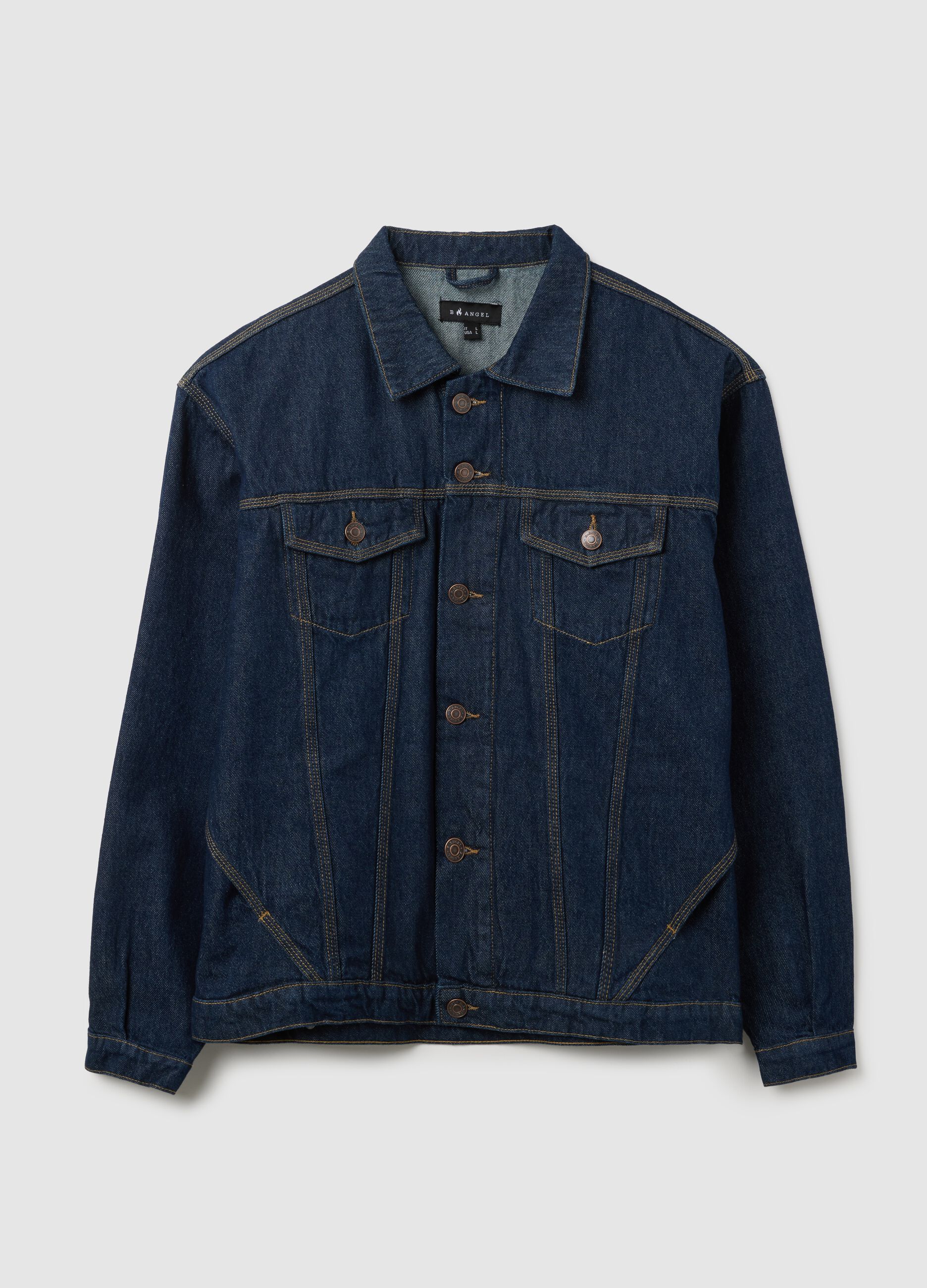 Blue denim pure cotton jacket with oversized fit