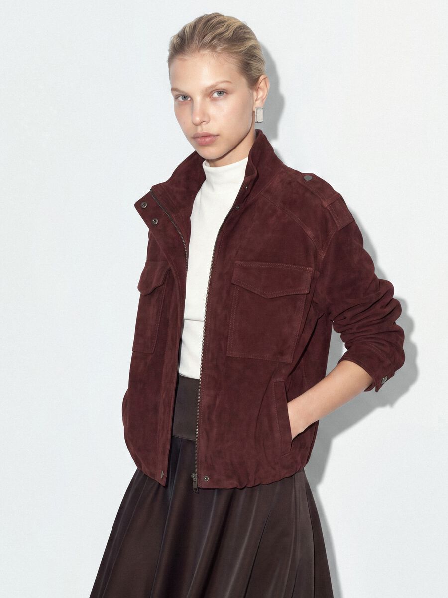 Red genuine leather jacket in regular fit_0