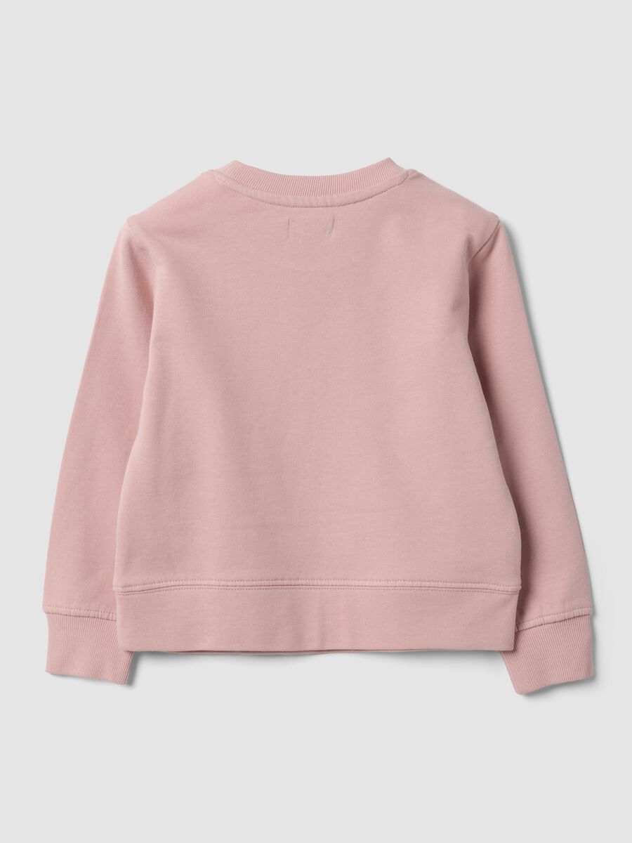 Pink pure cotton crew-neck sweatshirt with heart for girls_1