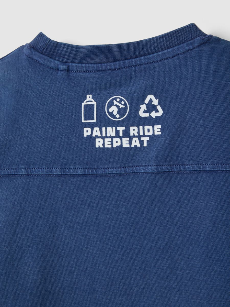 Children's regular fit blue pure cotton T-shirt with patch_3