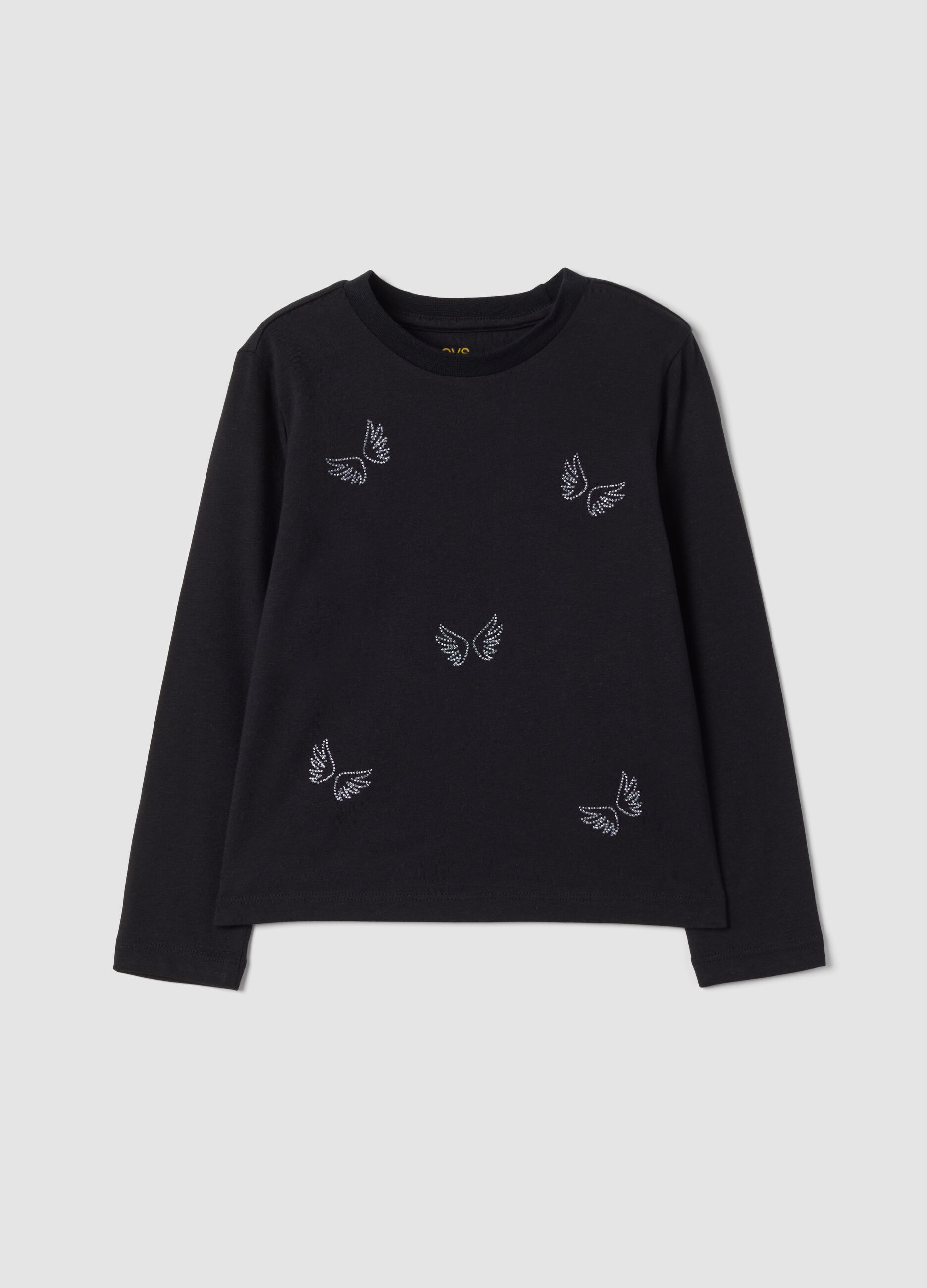 Black pure organic cotton crew-neck T-shirt