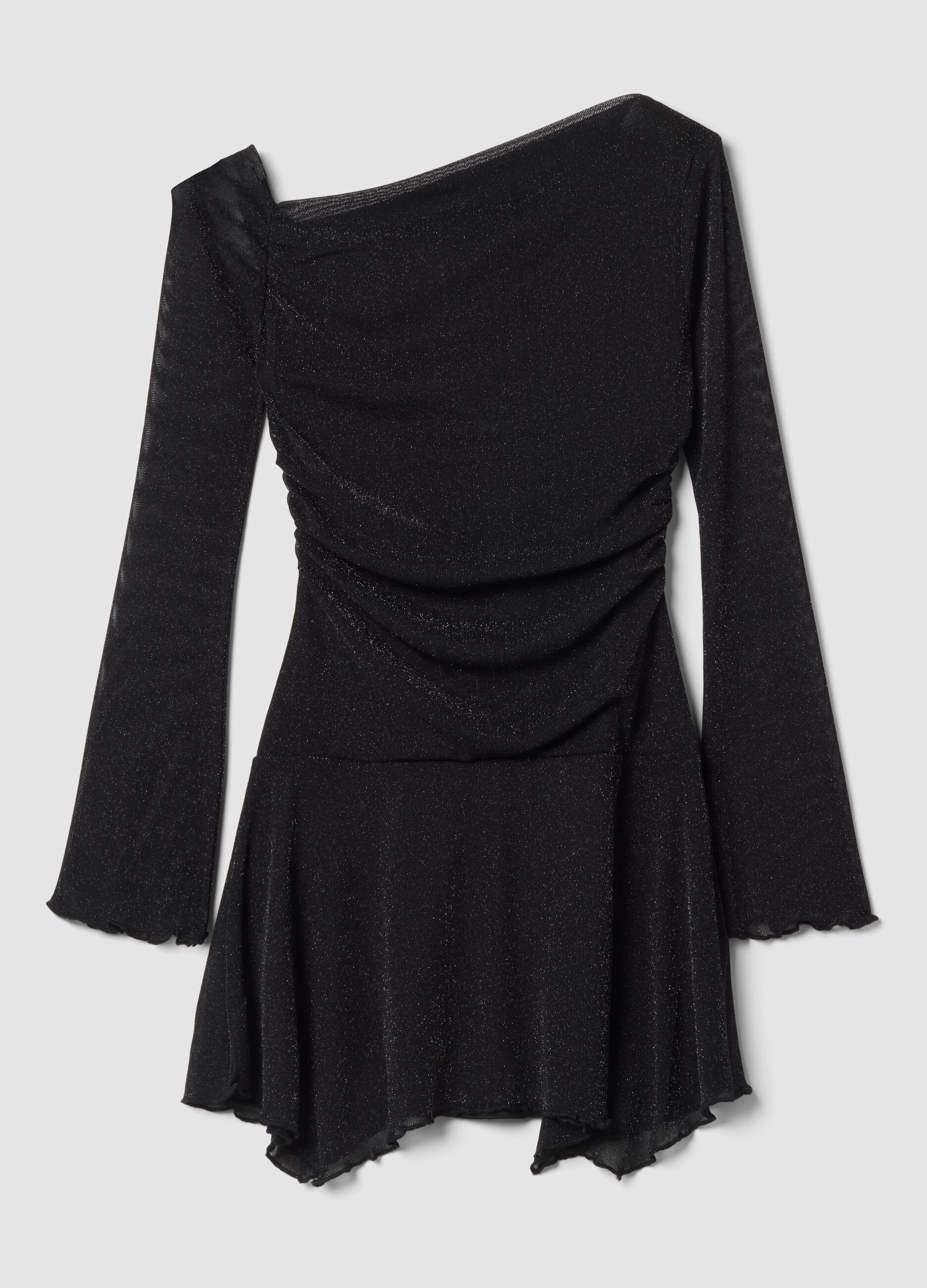 Black stretch dress with flared skirt