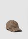 Cappello baseball marrone in misto lana a quadri_0