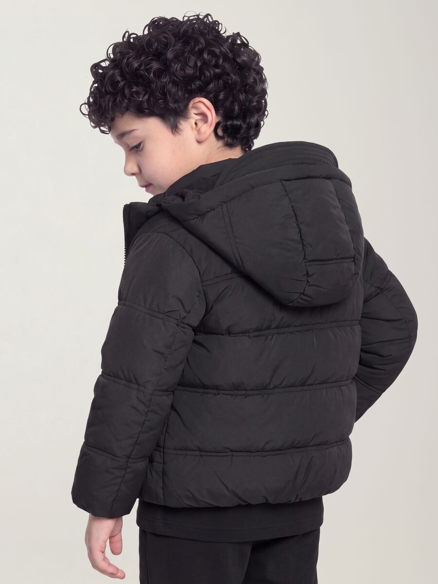 Black padded jacket in stretch fabric_3