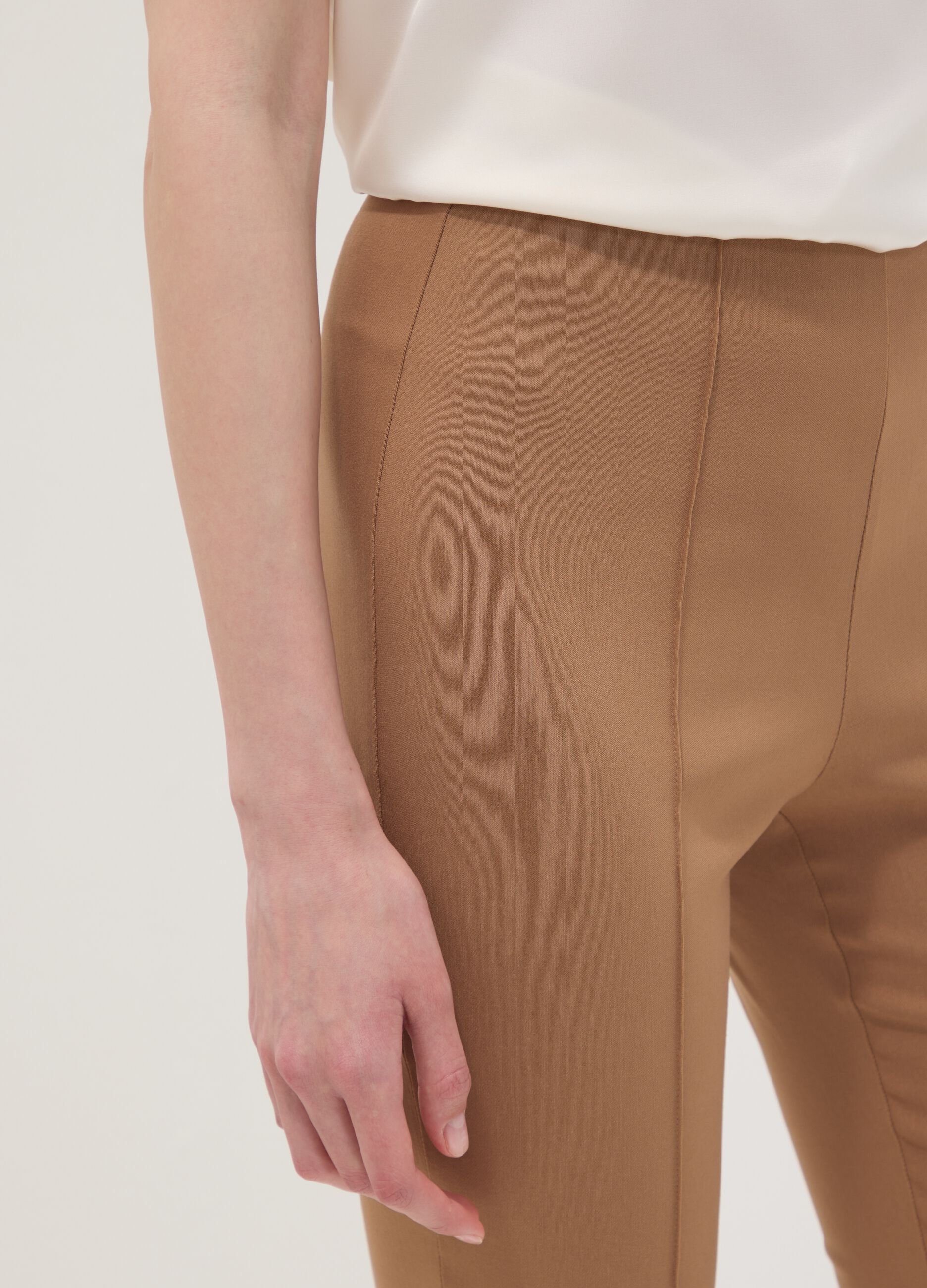 Brown stretch viscose slim-fit leggings