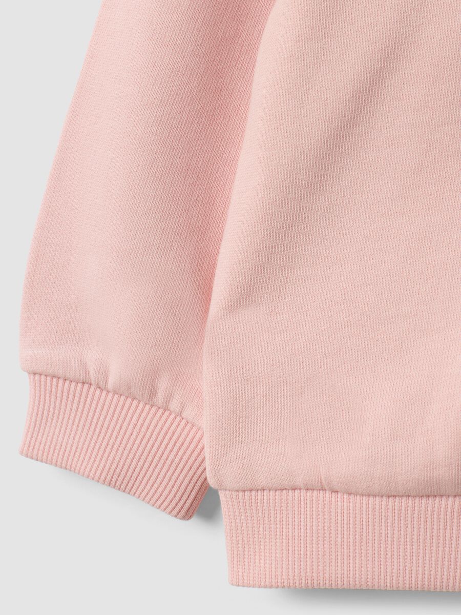 Pink oversized pure cotton sweatshirt with heart print for baby girl_3