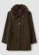 Brown wool and viscose blend coat with faux-fur collar_0
