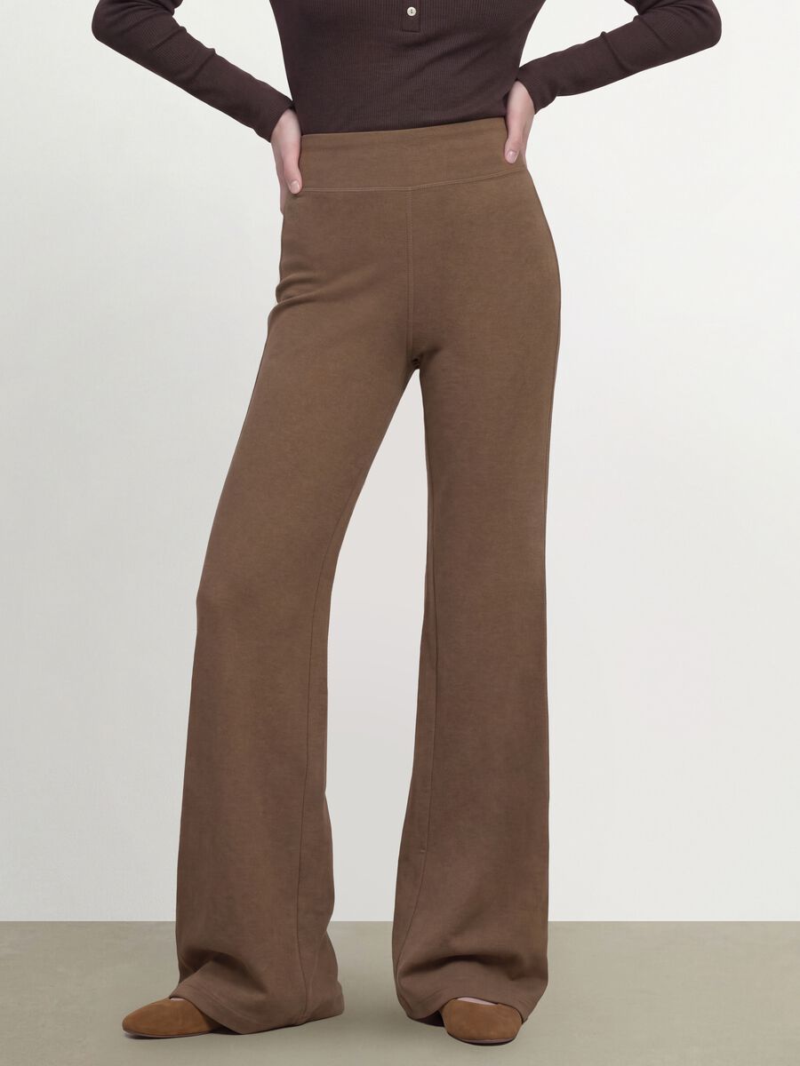 Brown flare-fit leggings in stretch viscose jersey_1