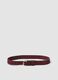 Red genuine leather belt with oval buckle_0