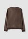 Brown chenille stretch pyjama top with crew neck_2