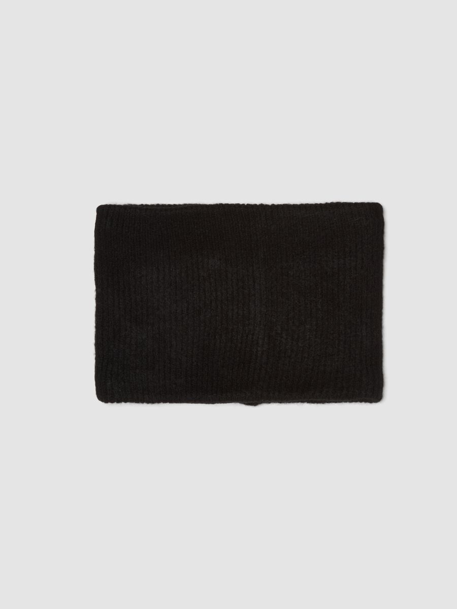 Black ribbed stretch-fabric scarf_0