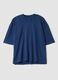 T-shirt blu girocollo in puro cotone boxy fit_0