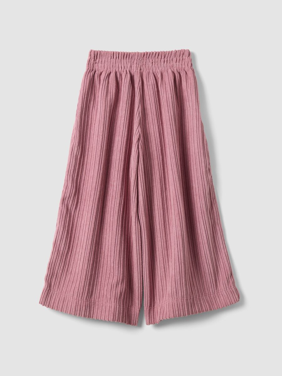 Pink wide-leg ribbed trousers with elasticated waistband_2