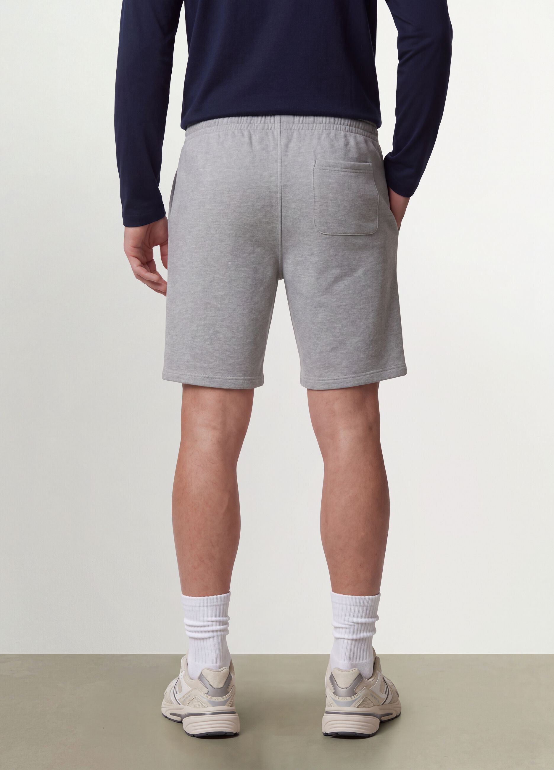 Grey cotton-blend shorts with elasticated waistband, regular fit