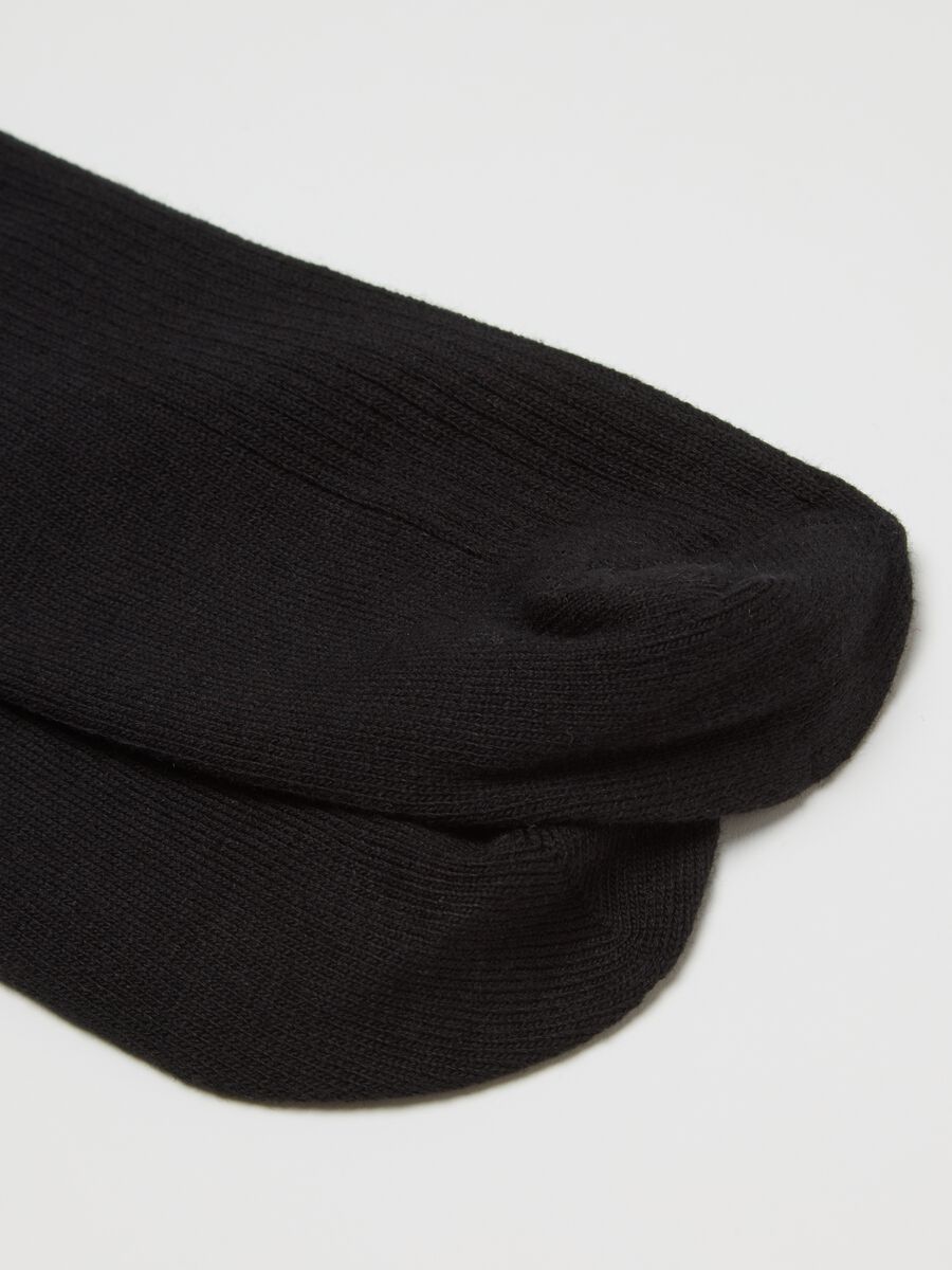 Black midi cotton blend socks_2