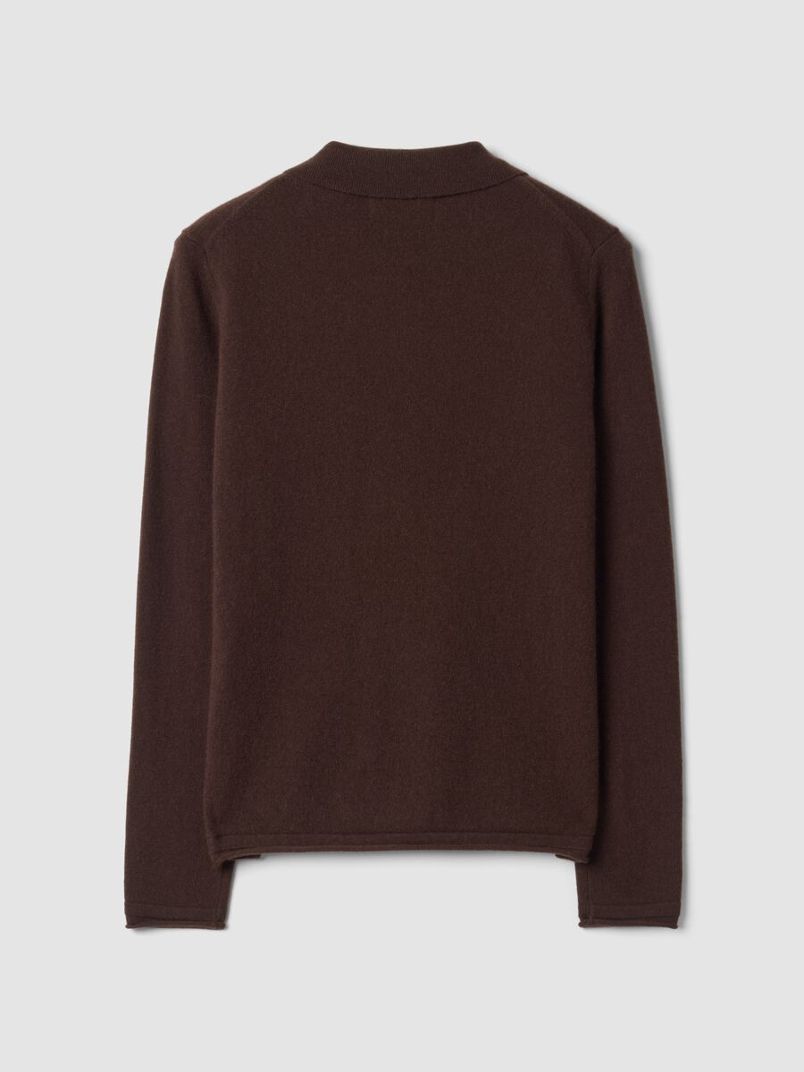 Brown pure cashmere polo-collar jumper, regular fit_1