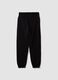 Black pure organic cotton joggers with check print, relaxed fit_1
