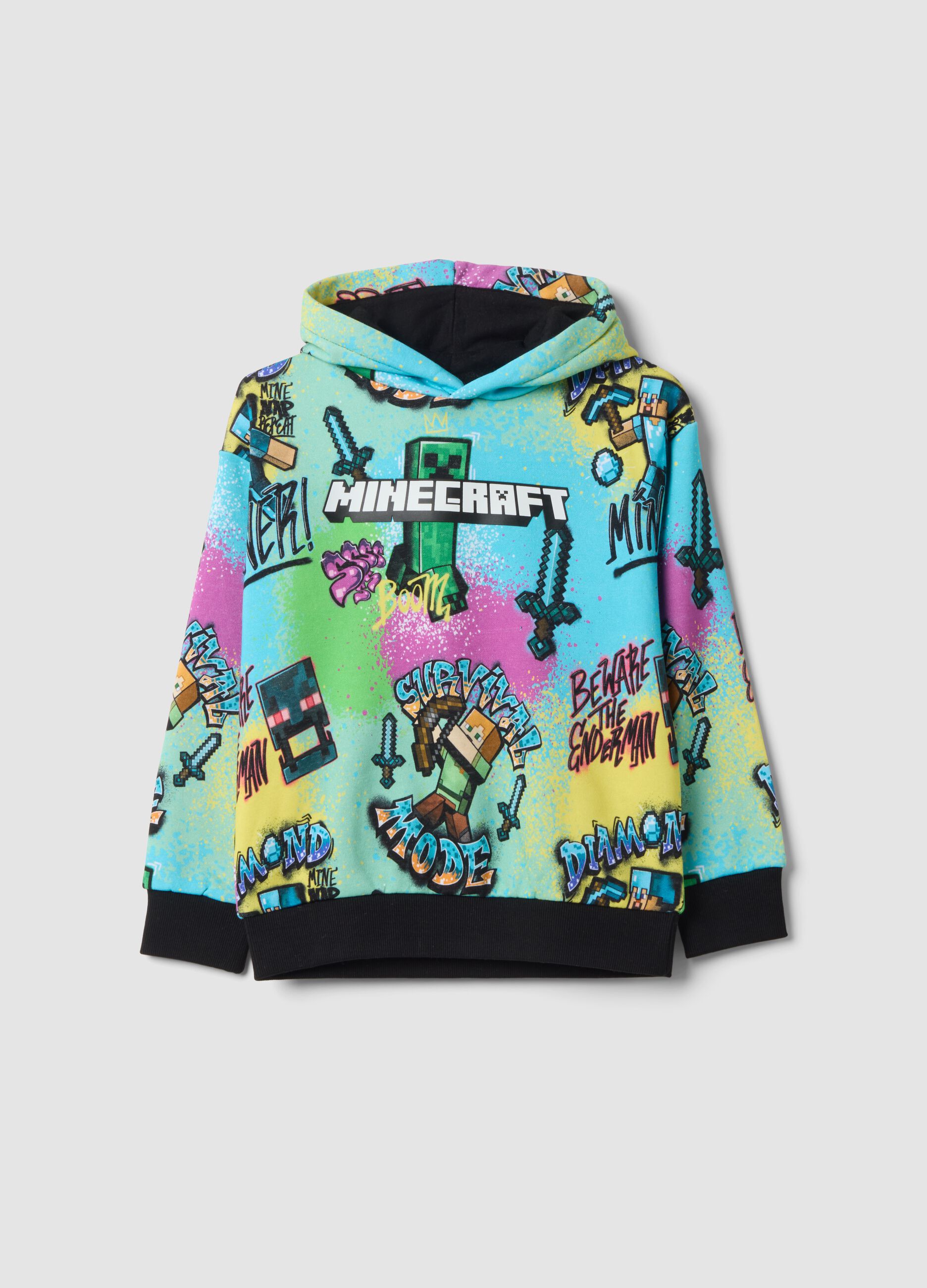 Multicolour cotton-blend hoodie with crew neck