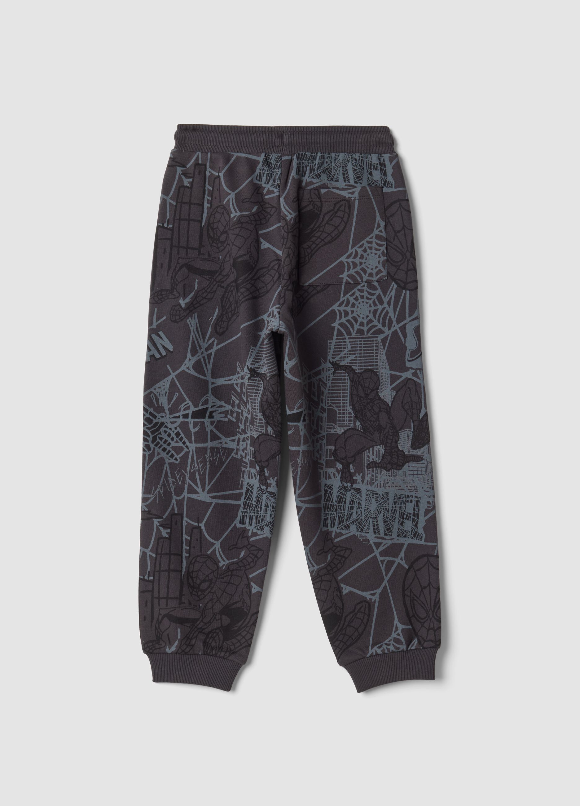 Pantaloni jogger neri in misto cotone con stampa MARVEL Spider-Man