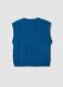 Gilet blu in misto lana con girocollo over fit_2